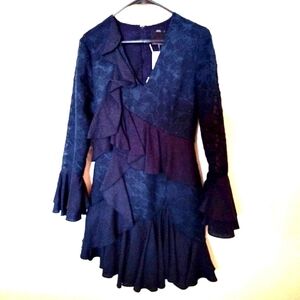C/MEO Collective Cascading Ruffle Detail Lace Dress